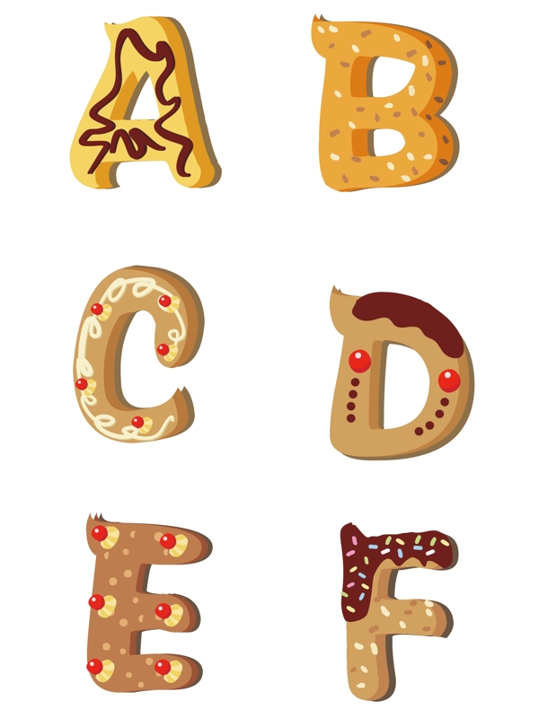 原创饼干糖衣字母可商用矢量元素