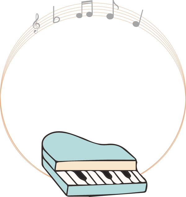 浅色钢琴音符矢量边框