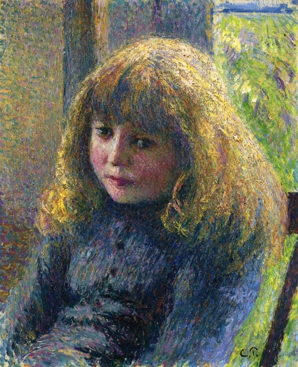 小女孩人物肖像油画图片