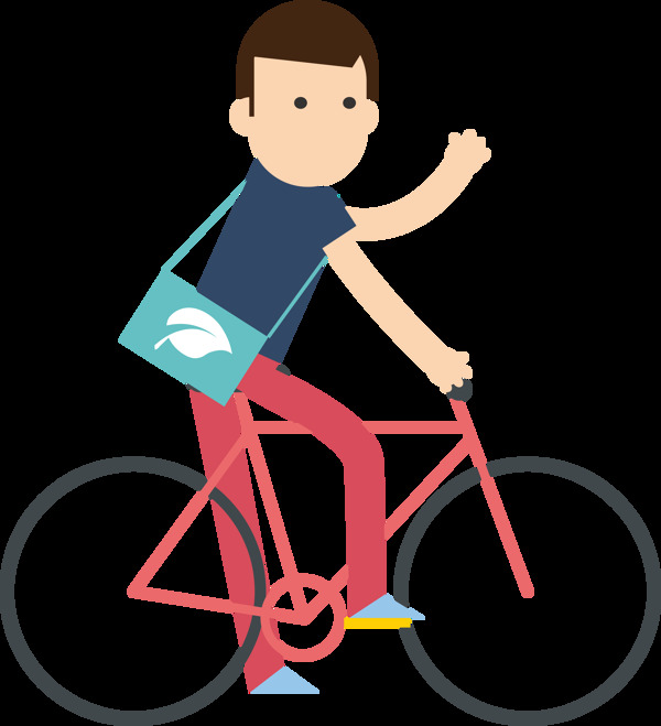男孩骑自行车插画免抠png透明图层素材