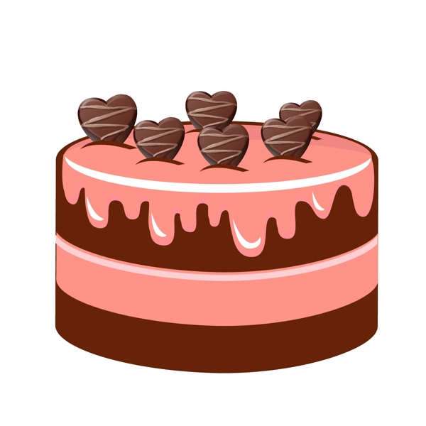 手绘心形巧克力蛋糕插画