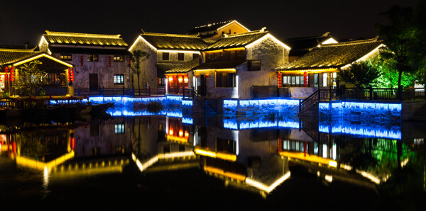 江苏无锡荡口古镇夜景