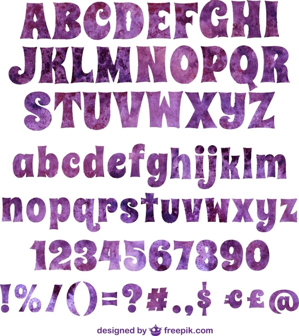 紫色大小写字母与符号矢量素材
