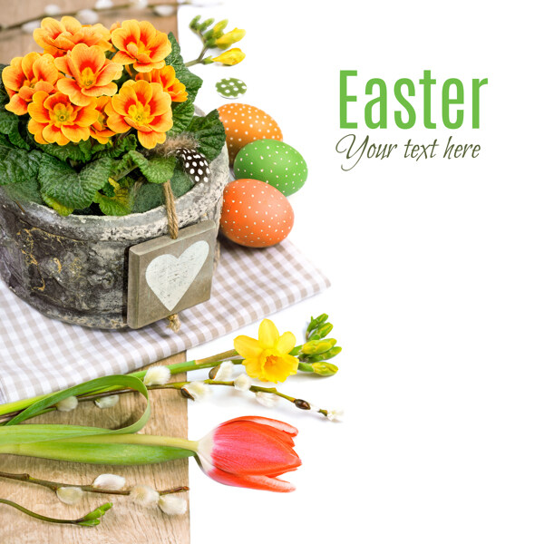 复活节花卉与彩蛋图片