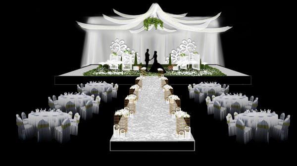 白绿婚礼设计效果图仪式区