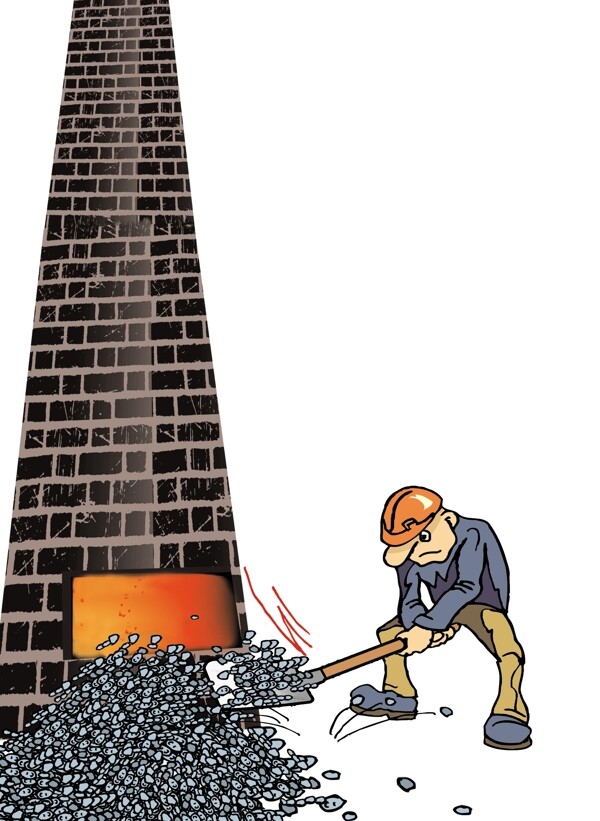 插画燃煤供电图片