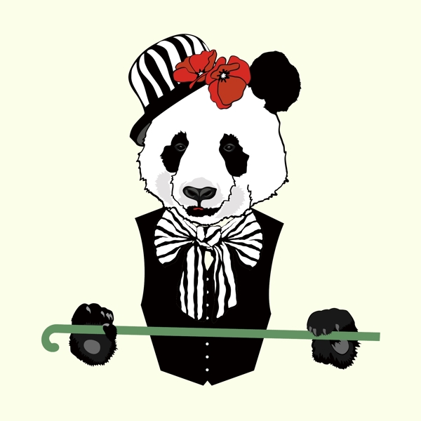 印花矢量图动物熊猫生活元素帽子免费素材