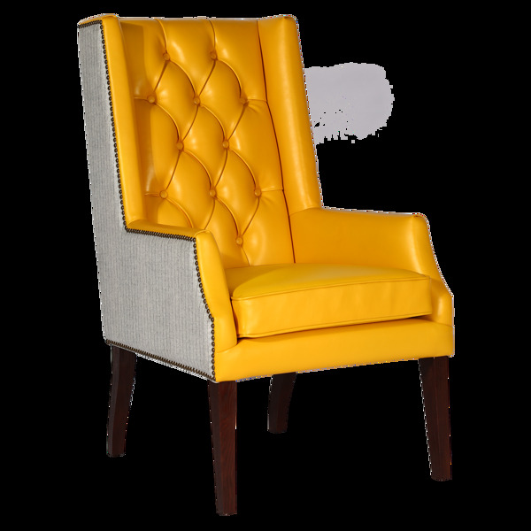 可椅高级定制黄色拉扣高背洽谈椅餐椅