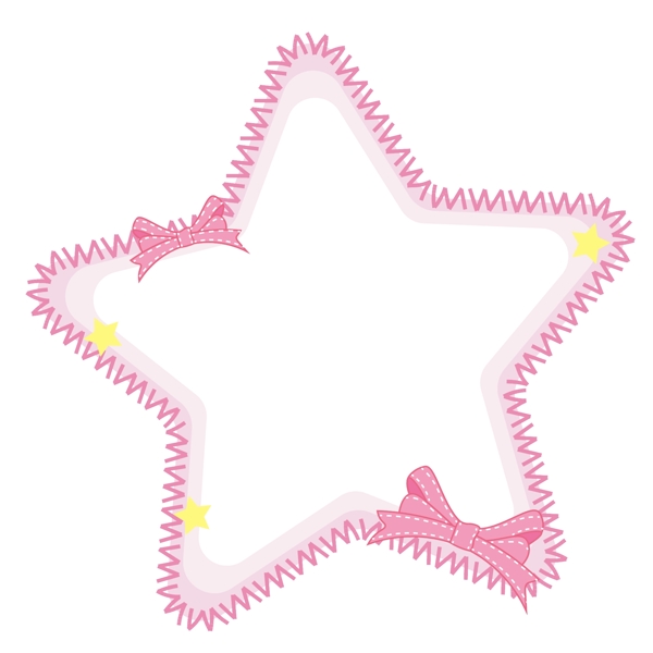 情人节粉色五星可爱缎带蝴蝶结贴纸造型矢量边框素材