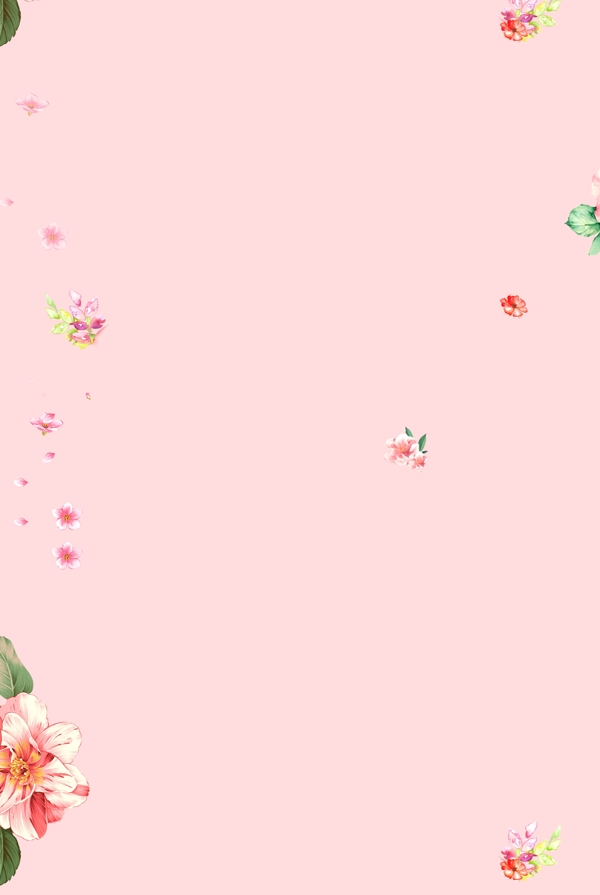 粉色少女心花朵装饰背景图