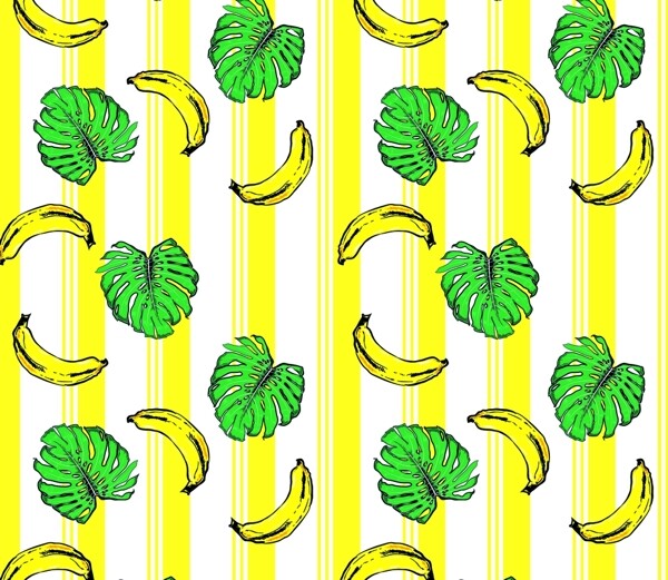 香蕉叶子手绘背景图片