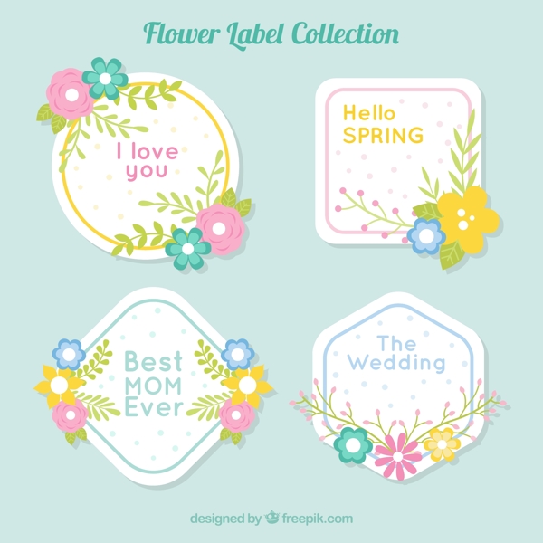 柔和的颜色花卉标签图标