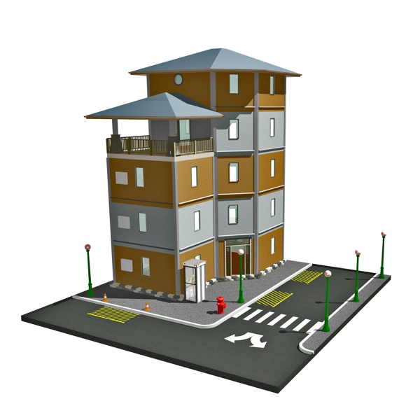 3D楼房模型设计图片