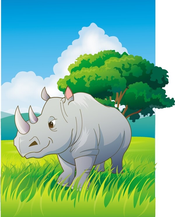 动物插画犀牛图片
