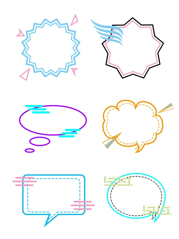 爆炸云会话气泡卡通可爱简约装饰边框设计