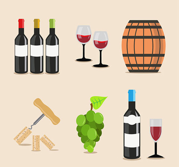 葡萄酒元素矢量图片AI