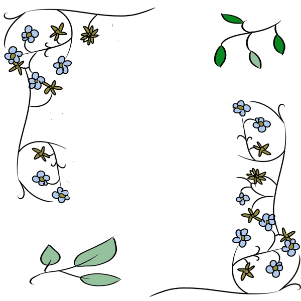 手绘春季植物边框
