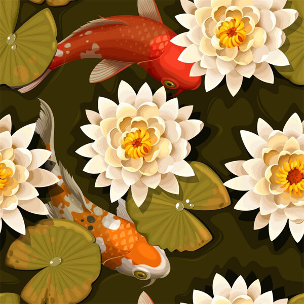 金鱼花朵背景图片