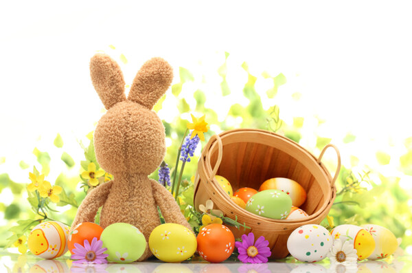 复活节彩蛋与兔子玩具图片
