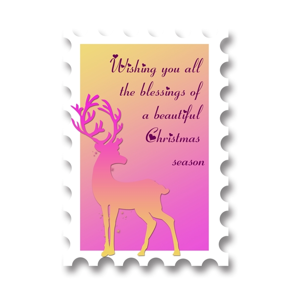 圣诞圣诞节驯鹿可爱微剪纸邮票小贴纸元素
