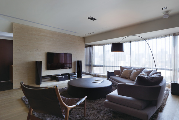 简约现代客厅皮质沙发效果图
