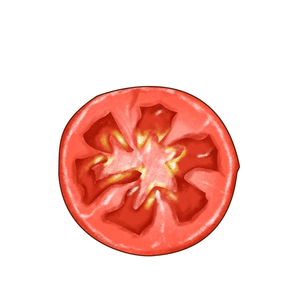 红色新鲜番茄西红柿果蔬写实手绘插画免扣素材