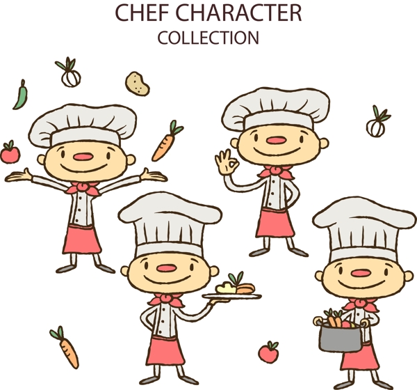 手绘卡通可爱的厨师插画