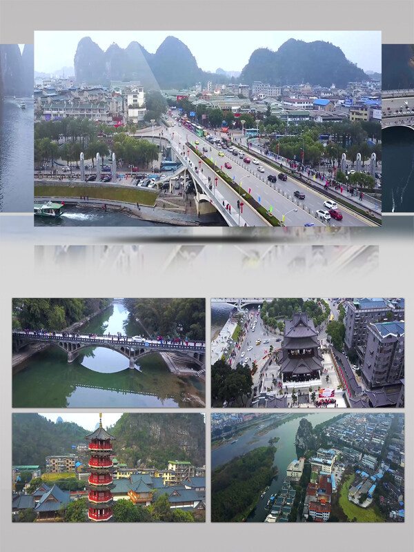 魅力中国广西桂林航拍城市景观山水绿城2k