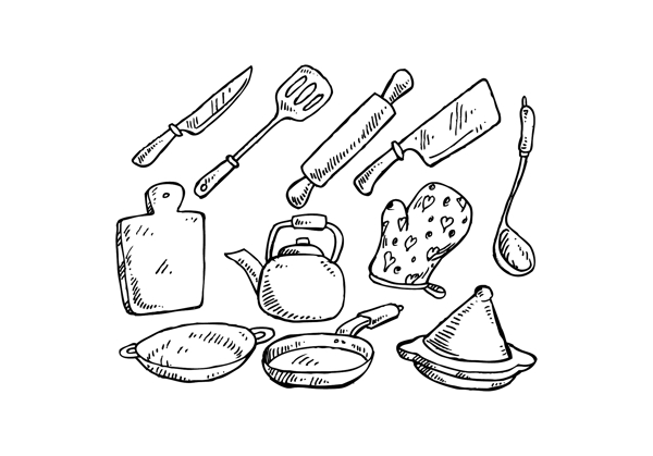 手绘矢量烹饪工具