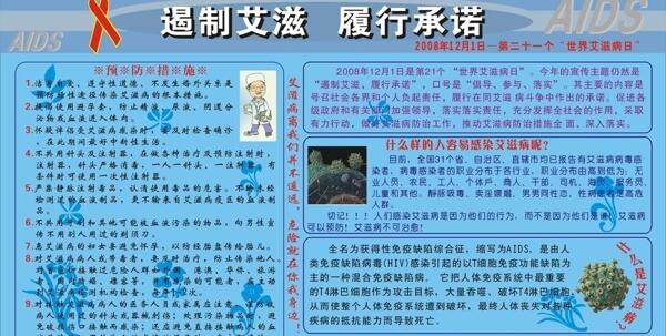 预防艾滋病宣传板报矢量图图片