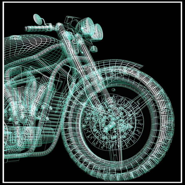 绿色立体摩托车图片