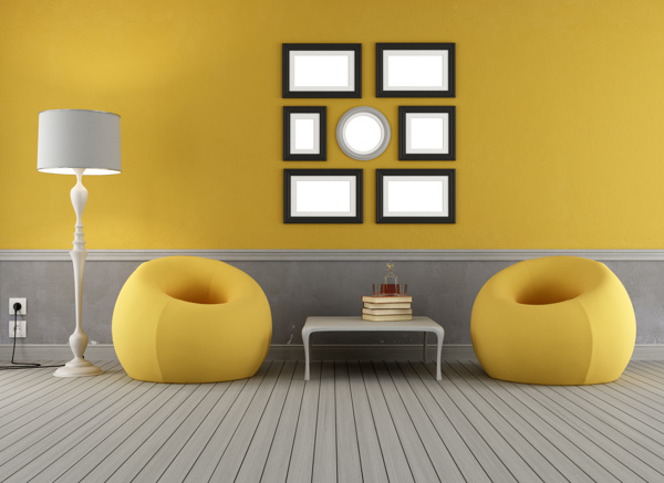 黄色风格客厅设计图片
