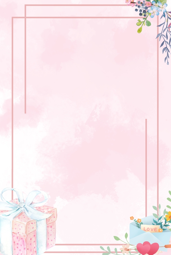 粉色浪漫情人节线框背景素材