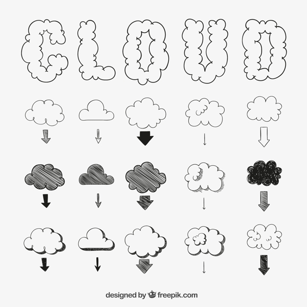手绘云朵设计矢量素材