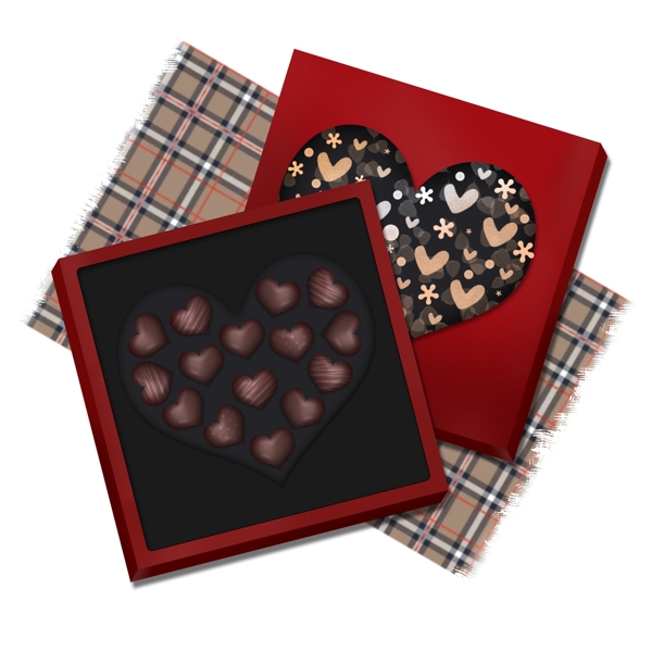黑色情人节浪漫手绘礼物巧克力甜食装饰素材
