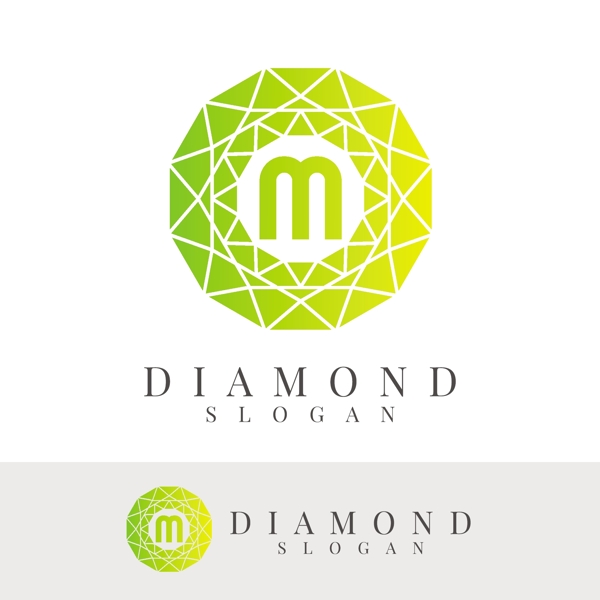 字母m绿色清新圆形logo设计