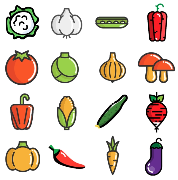 UI彩色蔬菜图标icon