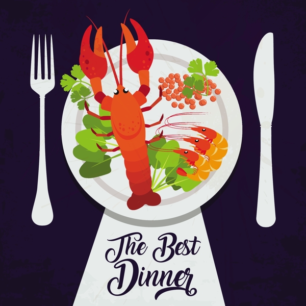 晚餐海鲜图标广告餐具装饰免费矢量