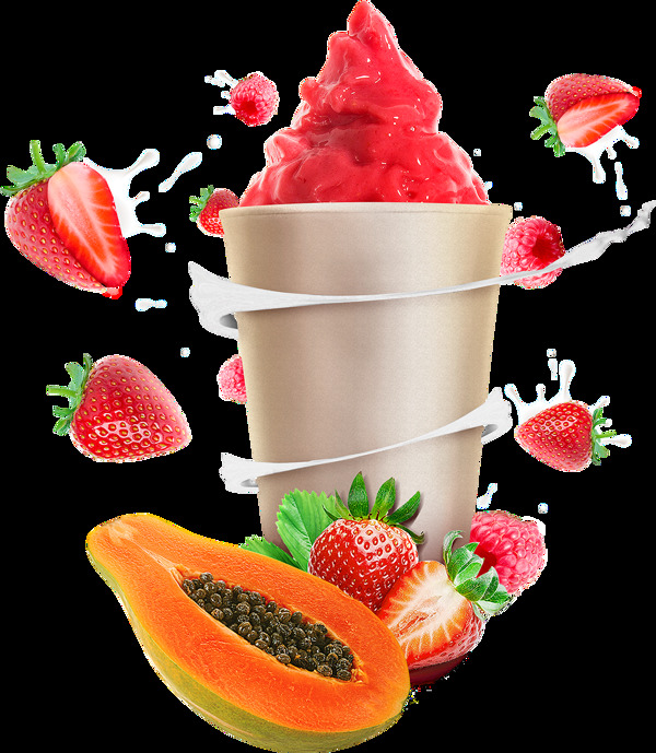 草莓水果沙拉png元素素材
