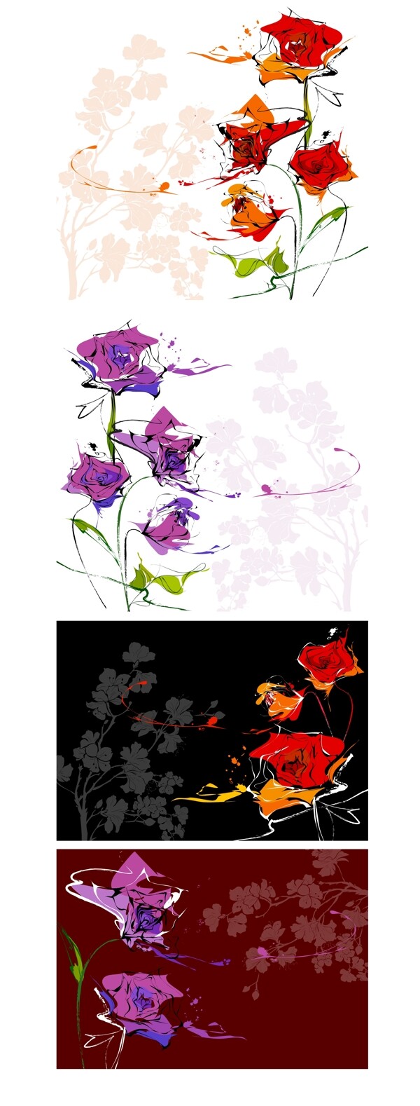 一些手绘花卉背景矢量素材