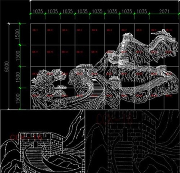 冲孔长城图3MM孔和分板图