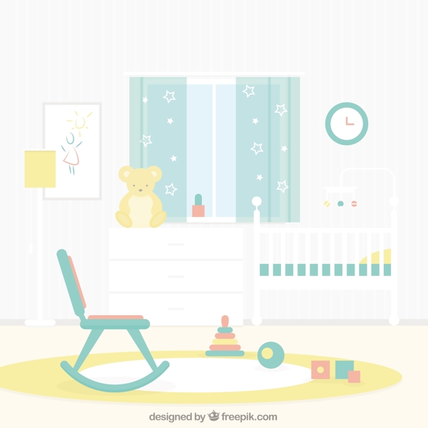 可爱的婴儿室与摇杆