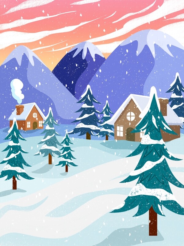 彩绘传统大雪节气背景