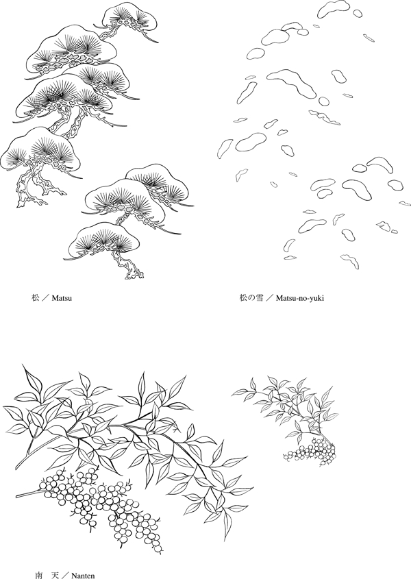 矢量线绘制flowers46松树雪