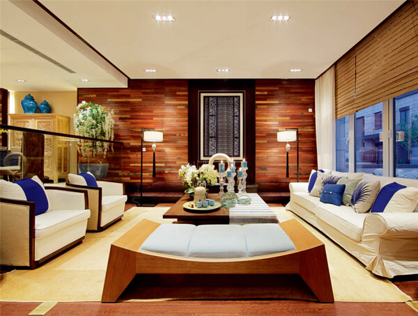 时尚新中式客厅沙发装修效果图