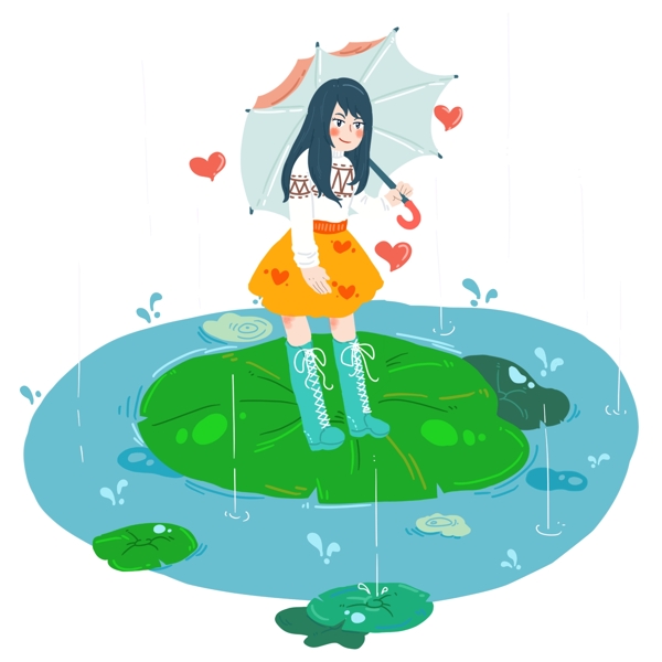 谷雨下雨节气插画