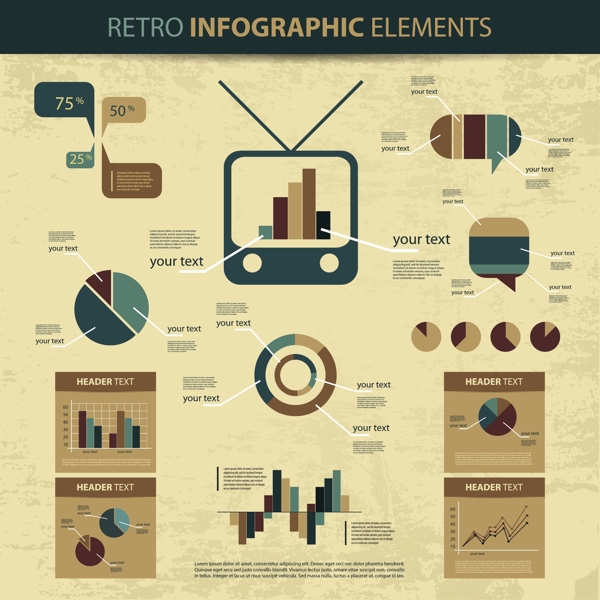 复古统计图表图片