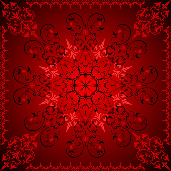 喜庆鲜艳红色花纹壁纸图案