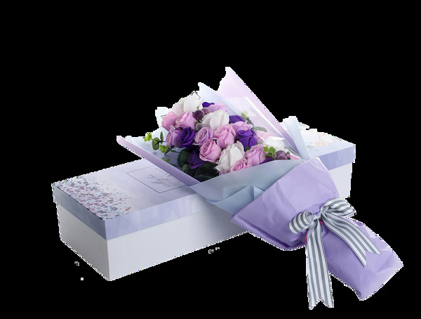 纸盒包装粉色花朵花朵花束实物元素