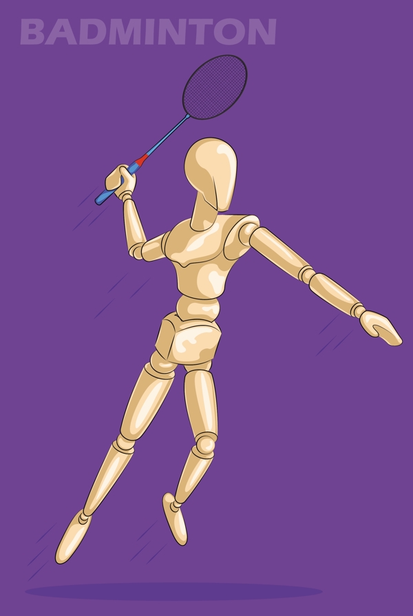 紫蓝色羽毛球网球卡通矢量素材